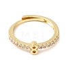 Rack Plating Brass Clear Cubic Zirconia Number 8 Adjustable Rings for Women RJEW-S407-09G-08-2