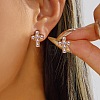 Brass with Rhinestone Stud Earrings RB-Z001-02G-1