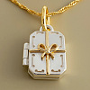 Two Tone Brass Openable Gift Box Photo Locket Pendant Necklaces for Women FS-WG75460-02-1
