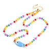 Porcelain Fish Pendant Rainbow Color Glass Beaded Necklaces for Friends and Couples LS-KF3974-2-1