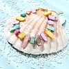Dyed Natural Freshwater Shell & Brass Beaded Bracelets for Women BJEW-JB14027-1