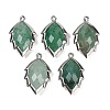 Natural Green Strawberry Quartz Faceted Leaf Pendants G-I375-04P-15-1