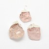 Natural Bezel Raw Rough Gemstone Rose Quartz Pendants G-M040-M09-1