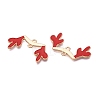 Christmas Theme Alloy Red Enamel Deer Horn Connector Charms PALLOY-T020-27KCG-2