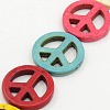 Peace Sign Synthetic Turquoise Beads Strands TURQ-G141-B-12-2