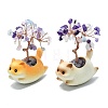 Natural Mixed Gemstone Chips Tree of Life Decorations with Cat Display Decorations DJEW-K025-03C-1