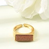 Brass with Synthetic Goldstone Cuff Open Rings for Women GG-CBA0B5A-04G-02-2