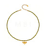 316L Surgical Stainless Steel Enamel Bee Pendant Green Cubic Zirconia Faceted Beaded Necklaces for Women WG7DD53-01-6