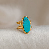304 Stainless Steel with Synthetic Turquoise Cuff Open Rings ZU0108-1