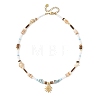 Ocean 304 Stainless Steel Sun Pendant Chip Natural Larimar and Coconut Beaded Necklaces for Women NJEW-JN06660-3