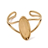 Oval 304 Stainless Steel Open Cuff Bangle Makings with Bezel Tray SA-CBABF3F-02G-02-1