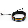 Stripe Pattern Leather Cord Bracelet GUQI-PW0001-095B-1