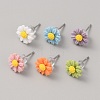 6Pcs 6 Colors Sunflower Porcelain Stud Earrings X1-EJEW-TAC0001-05-1