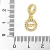Mother's Day Brass Micro Pave Clear Cubic Zirconia Ring with Word MOM European Dangle Charms KK-P293-32G-3
