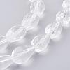 Clear Faceted Glass Teardrop Beads Strands X-GLAA-R024-15x10mm-12-3