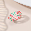 Summer Transparent Resin Fruit Pattern Finger Rings for Women WGF91BA-15-1