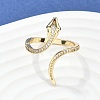 Brass Micro Pave Clear Cubic Zirconia Cuff Rings ZIRC-M117-02G-5