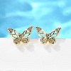 Butterfly Brass Micro Pave Cubic Zirconia Ear Studs EJEW-D304-34G-4