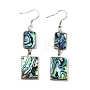 Brass Natural Abalone Shell Dangle Earrings EJEW-F388-01C-P-4