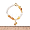 Natural Amber Charm Bracelets for Women BJEW-JB13650-3