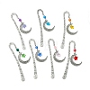 7Pcs Moon Star Resin & Glass Charm Bookmarks AJEW-JK00327-1