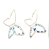 Butterfly Glass Beads Dangle Earrings for Girl Women EJEW-JE04657-4