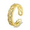 Brass with Cubic Zirconia Open Cuff Ring RJEW-B051-29G-1