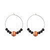 Sport Theme Acrylic Round Beaded Hoop Earrings EJEW-JE04977-3