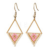Rhombus with Triangle Glass Seed Beads Dangle Earrings EJEW-MZ00654-4