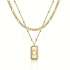 Brass Micro Pave Clear Cubic Zirconia Rectangle with Initial Pendant Double Layer Necklaces for Women FS-WG478B5-04-1