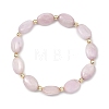 Natural Kunzite & Non-magnetic Synthetic Hematite Oval Beaded Stretch Bracelets for Women Men BJEW-JB13934-03-2