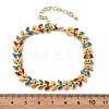 Butterfly Brass Enamel Links Bracelets for Women BJEW-B125-01G-5