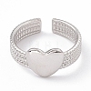 304 Stainless Steel Heart Open Cuff Ring for Women RJEW-G275-06P-2