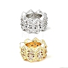 Flower Brass Clear Cubic Zirconia European Beads KK-B186-11M-1