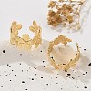 Flower Brass Cuff Rings for Women RJEW-B119-14G-04-2