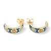 Semicircular Brass Enamel Half Hoop Earrings EJEW-L234-039G-1
