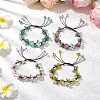 4Pcs Electroplated Natural Rose Quartz & Amethyst & Green Aventurine Olive Jade Chip Bead Braided Bead Bracelets for Women BJEW-TA00610-1