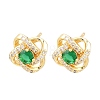 Brass Micro Pave Cubic Zirconia Stud Earrings for Women KK-A305-10G-02-4