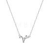 304 Stainless Steel Crystal Rhinestone Initial Pendant Necklaces FS-WGCEFCC-22-1