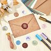 Brass Wax Seal Stamps with Rosewood Handle AJEW-WH0412-0098-4