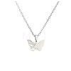 304 Stainless Steel Filigree Butterfly Pendant Necklaces for Women FS-WG8B29F-06-1
