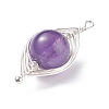 Natural Stone Copper Wire Wrapped Connector Charms X-PALLOY-JF01377-01-3