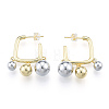 Two Tone Brass Round Ball Dangle Stud Earrings EJEW-N011-111-3