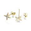 Brass Micro Pave Clear Cubic Zirconia Stud Earrings EJEW-T046-34G-NF-3