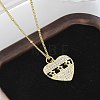 Brass Micro Pave Clear Cubic Zirconia Hollow Star Heart Pendant Necklaces for Women NJEW-M088-01G-02-1