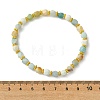 Alloy & Round Natural Flower Amazonite Beaded Stretch Bracelets for Women BJEW-JB13739-4