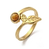 304 Stainless Steel with Natural Tiger Eye Ring RJEW-Z031-01G-02-1