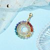 Copper Wire Wrapped 7 Chakra Natural Gemstone Ring Pendant Decorations HJEW-TA00208-2