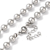 304 Stainless Steel Round Beads Necklace for Women NJEW-B107-01B-P-2
