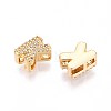 Brass Micro Pave Clear Cubic Zirconia Beads KK-T071-17G-K-2